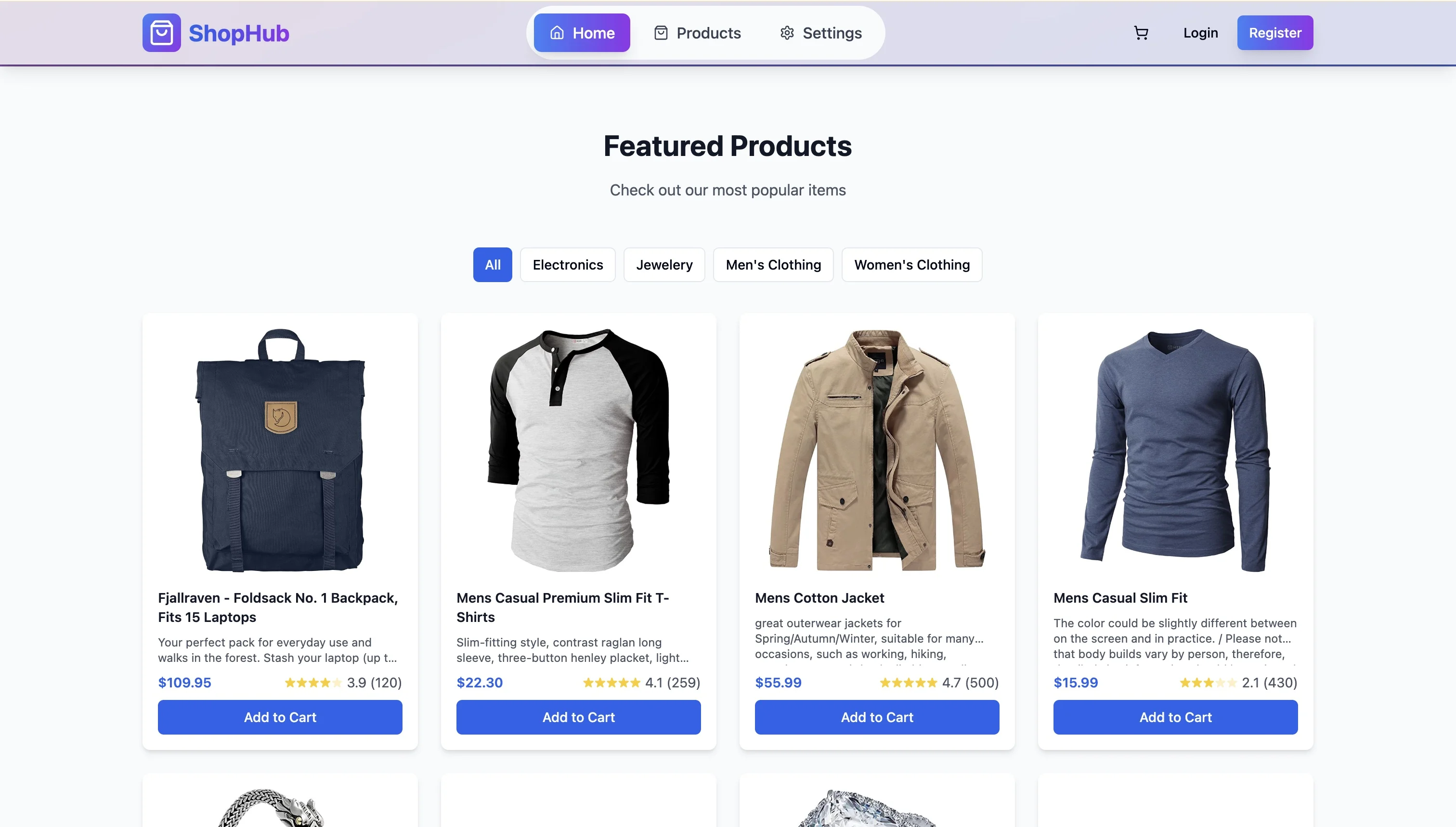 ShopHub e-commerce platform